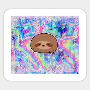 Chubby Sloth Blob Rainbow Holographic Sticker